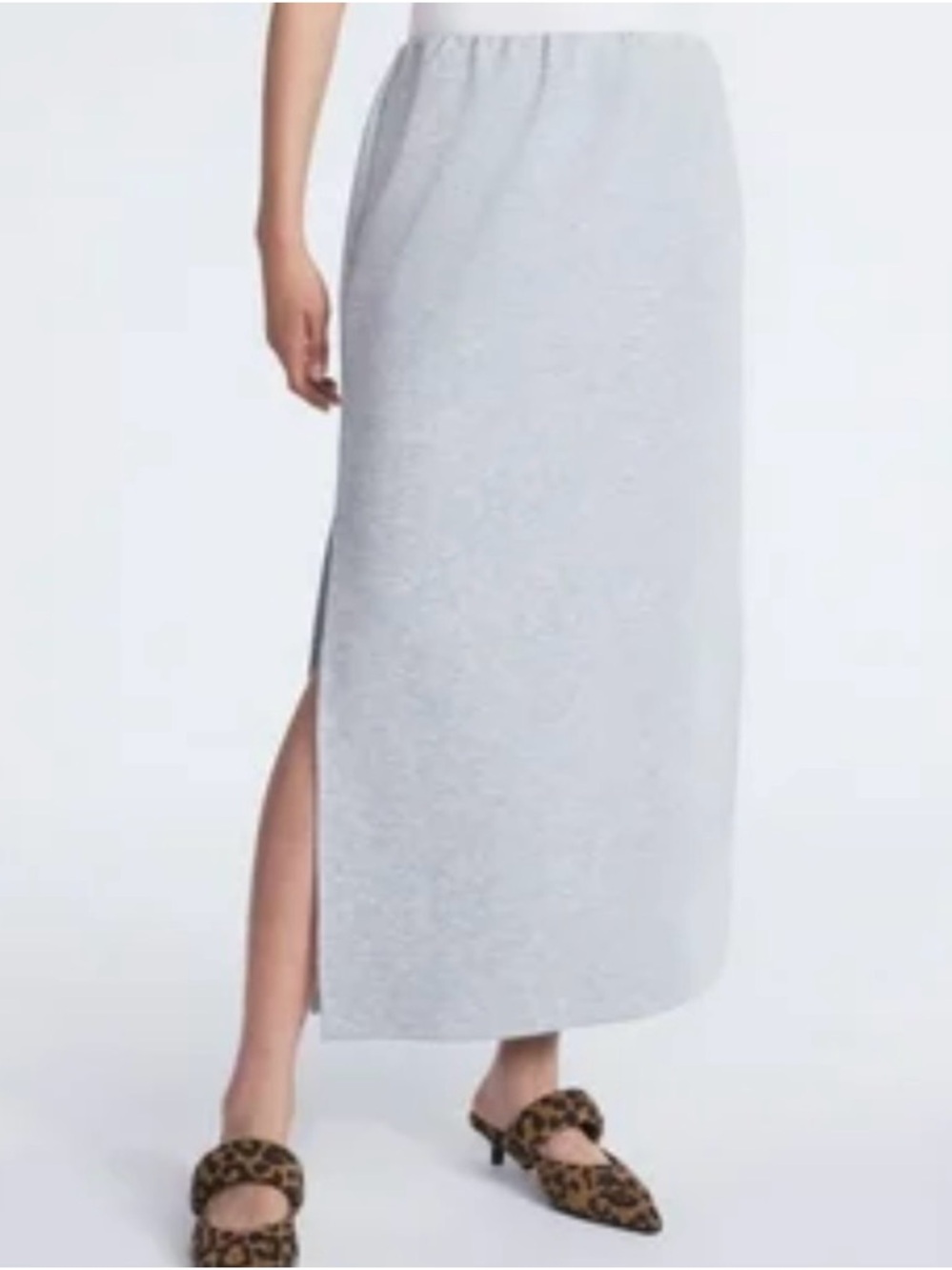 Vince Camuto Light Gray Maxi Knit Skirt with Side Slit